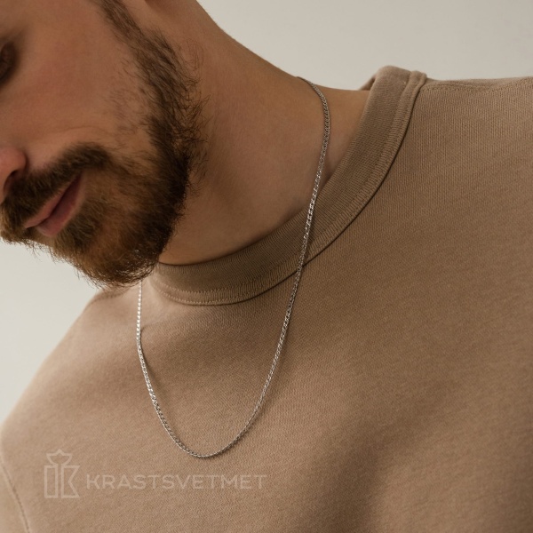 Цепь из белого золота 585, плетение «Ромб двойной»